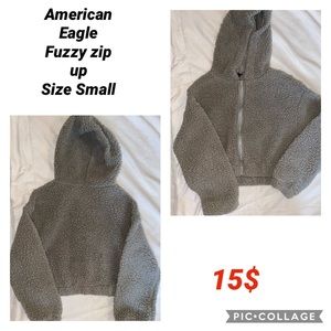 Fuzzy zip up sweatshirt